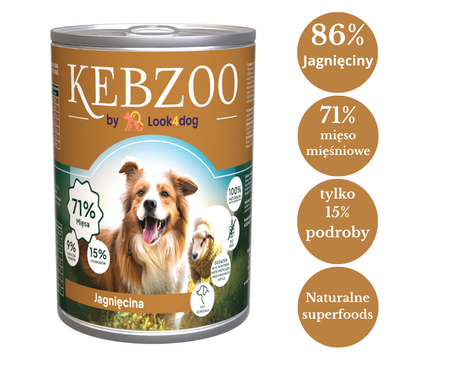 Karma Look4dog CARE łosoś pstrąg mała rasa 6kg + KEBZOO jagnięcina 3x400g