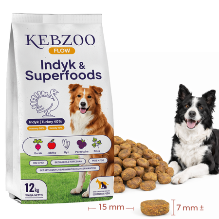 Karma sucha KEBZOO Flow Indyk&Superfoods 12 kg