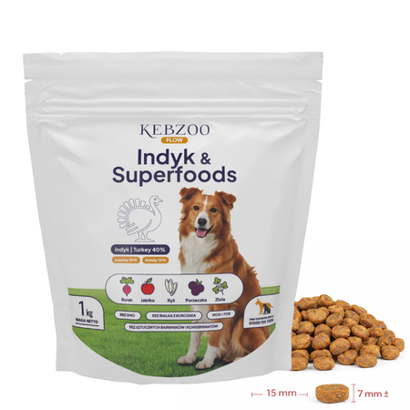 Karma sucha KEBZOO Flow Indyk&Superfoods 1 kg